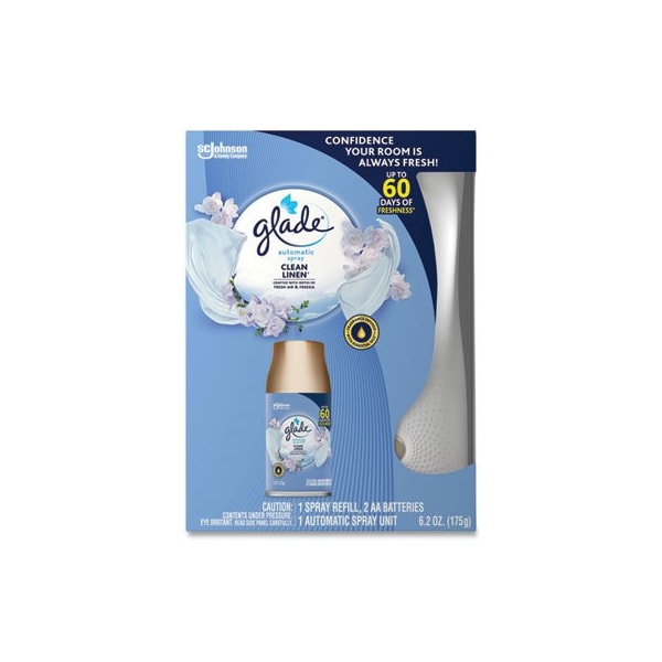 Glade AUTOMATIC AIR FRESHENER STARTER KIT, SPRAY UNIT AND REFILL, CLEAN LINEN, 6.2 OZ 329349KT - main